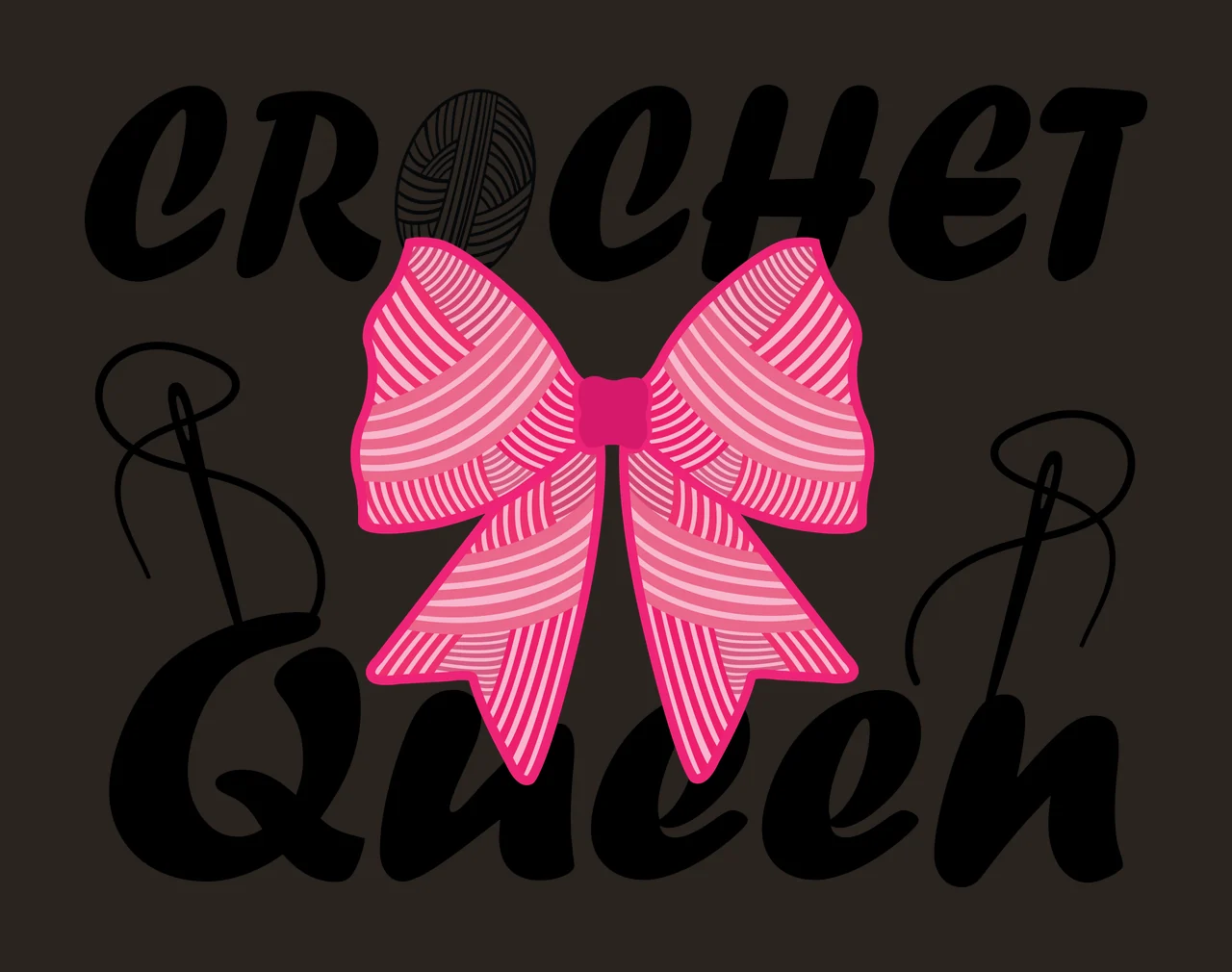 Crochet Queen Text With Yarn typography objects ball of bow contrast preview thumbnail