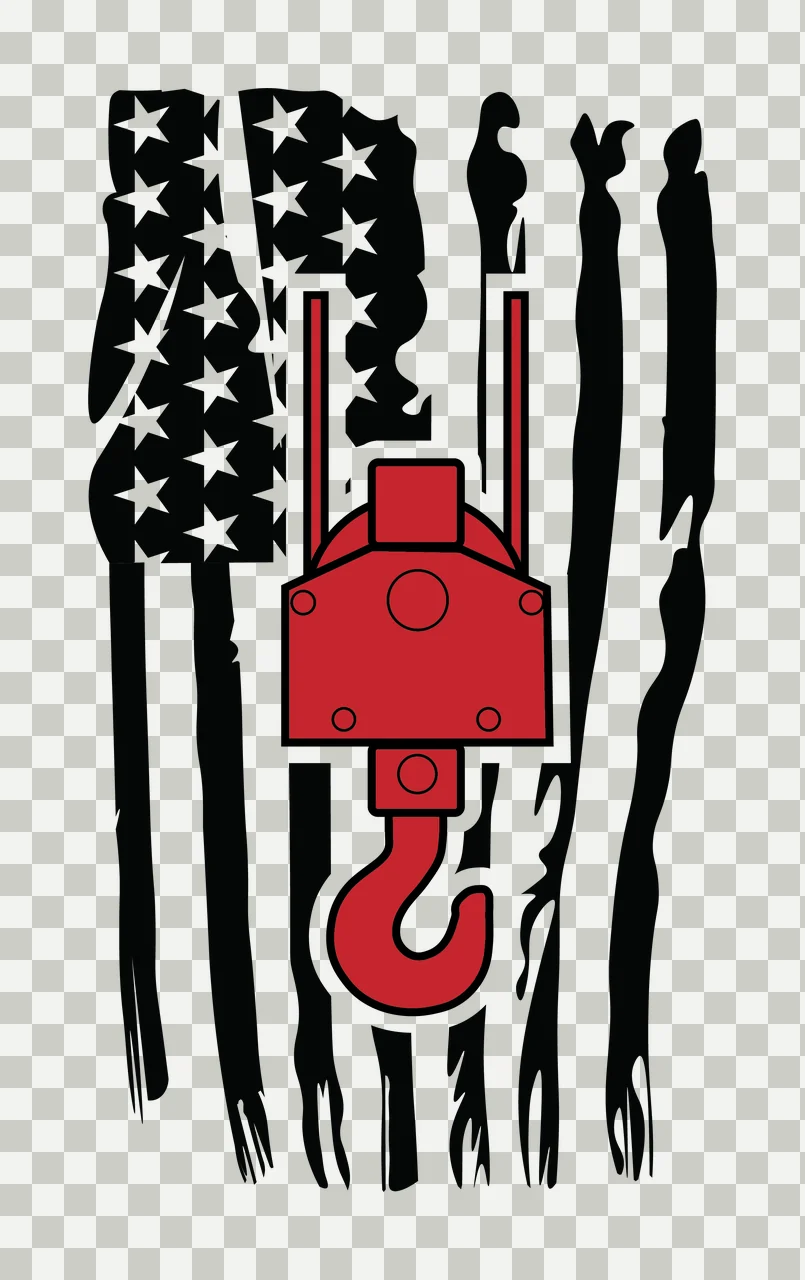 Crane Flag Vertical American With Hook hanging stars stripes transparency and detail preview thumbnail