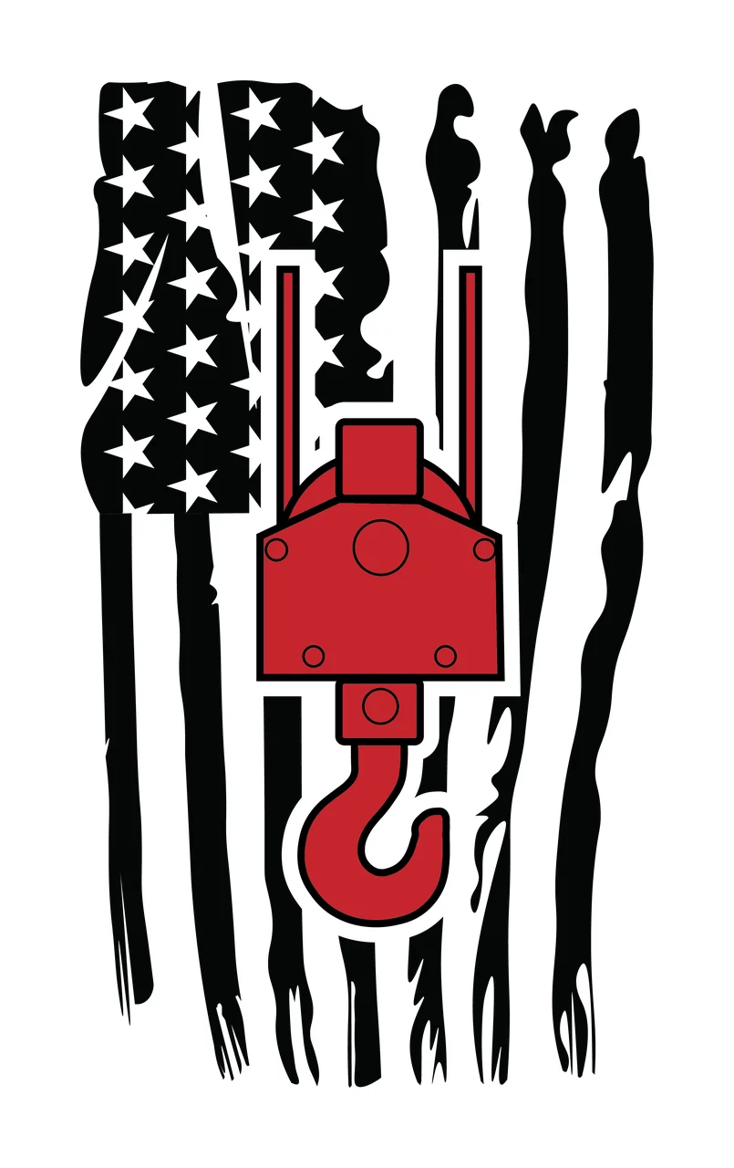Crane Flag Vertical American With Hook hanging stars stripes