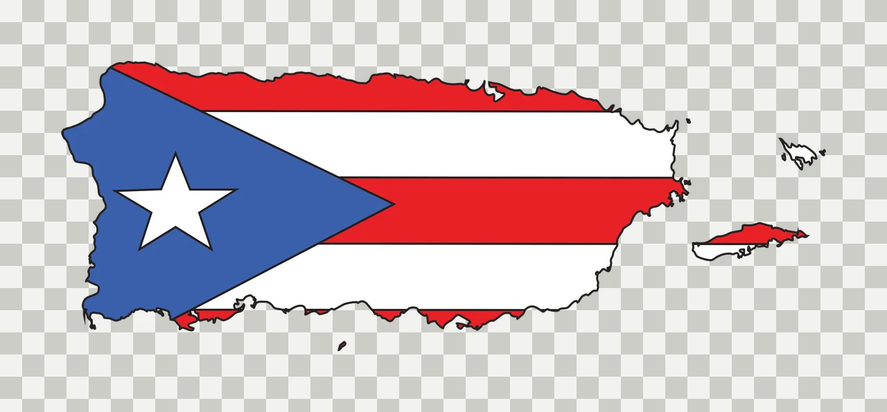 Puerto Rico Island Map Silhouette mapping main landmass islets transparency and detail preview thumbnail