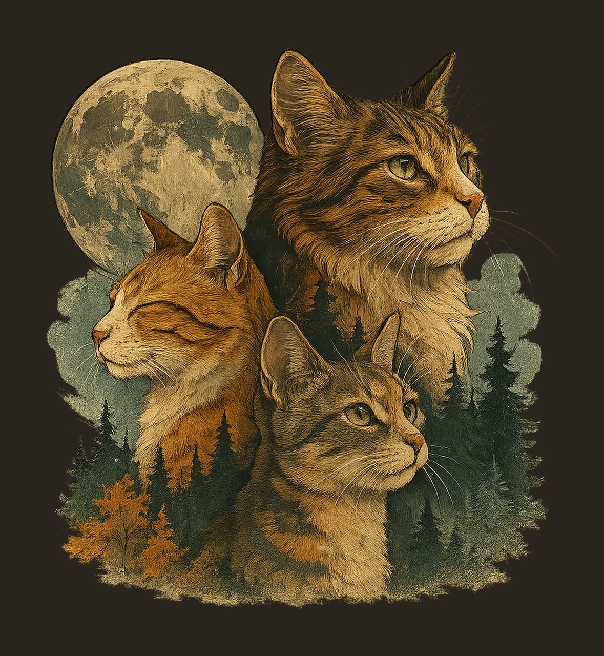 Vintage Cats 90s Style Grunge Retro Wildlife Sublimation contrast preview thumbnail
