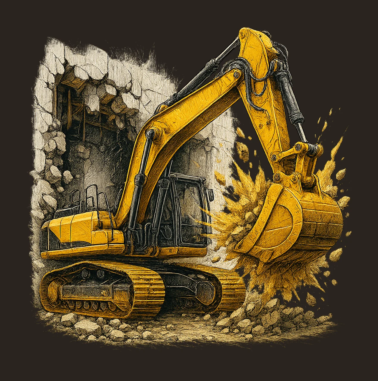 Excavator Hole In Wall Construction Truck Sublimation Crew contrast preview thumbnail