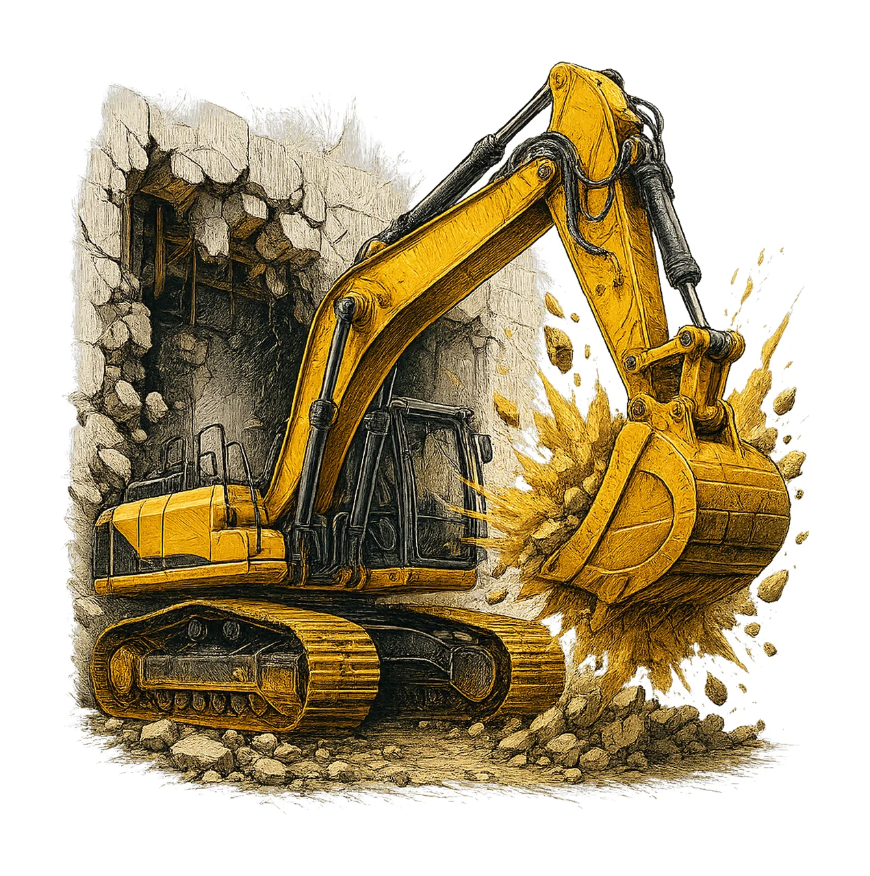 Excavator Hole In Wall Construction Truck Sublimation Crew
