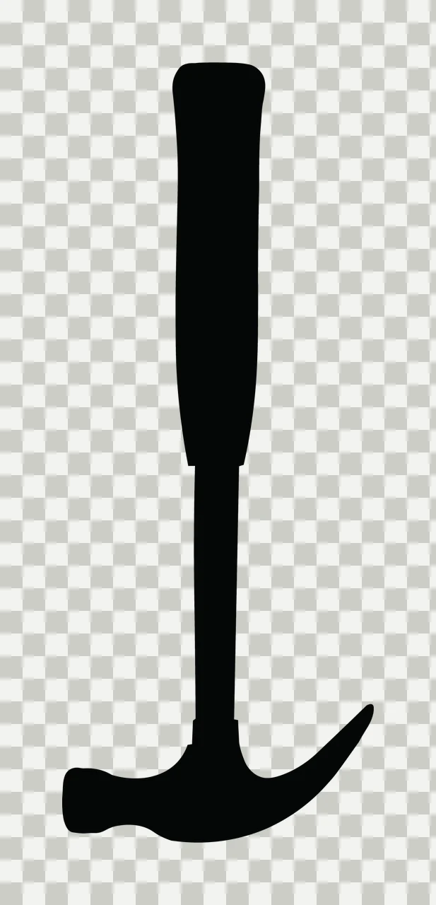 Black Silhouette Of A Claw Hammer On Plain Stationary handle transparency and detail preview thumbnail