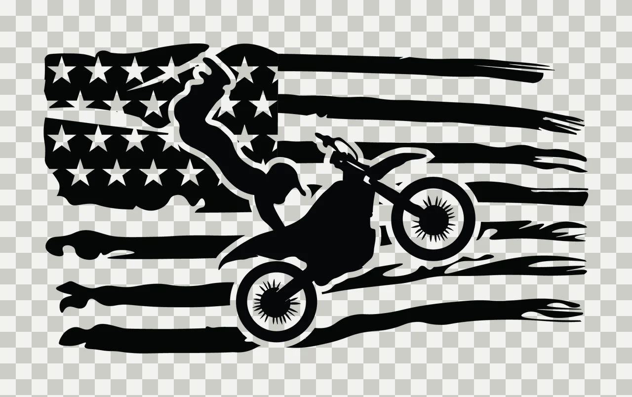 Motorcyclist Performing Stunt On Flag motorcycle stars and stripes transparency and detail preview thumbnail