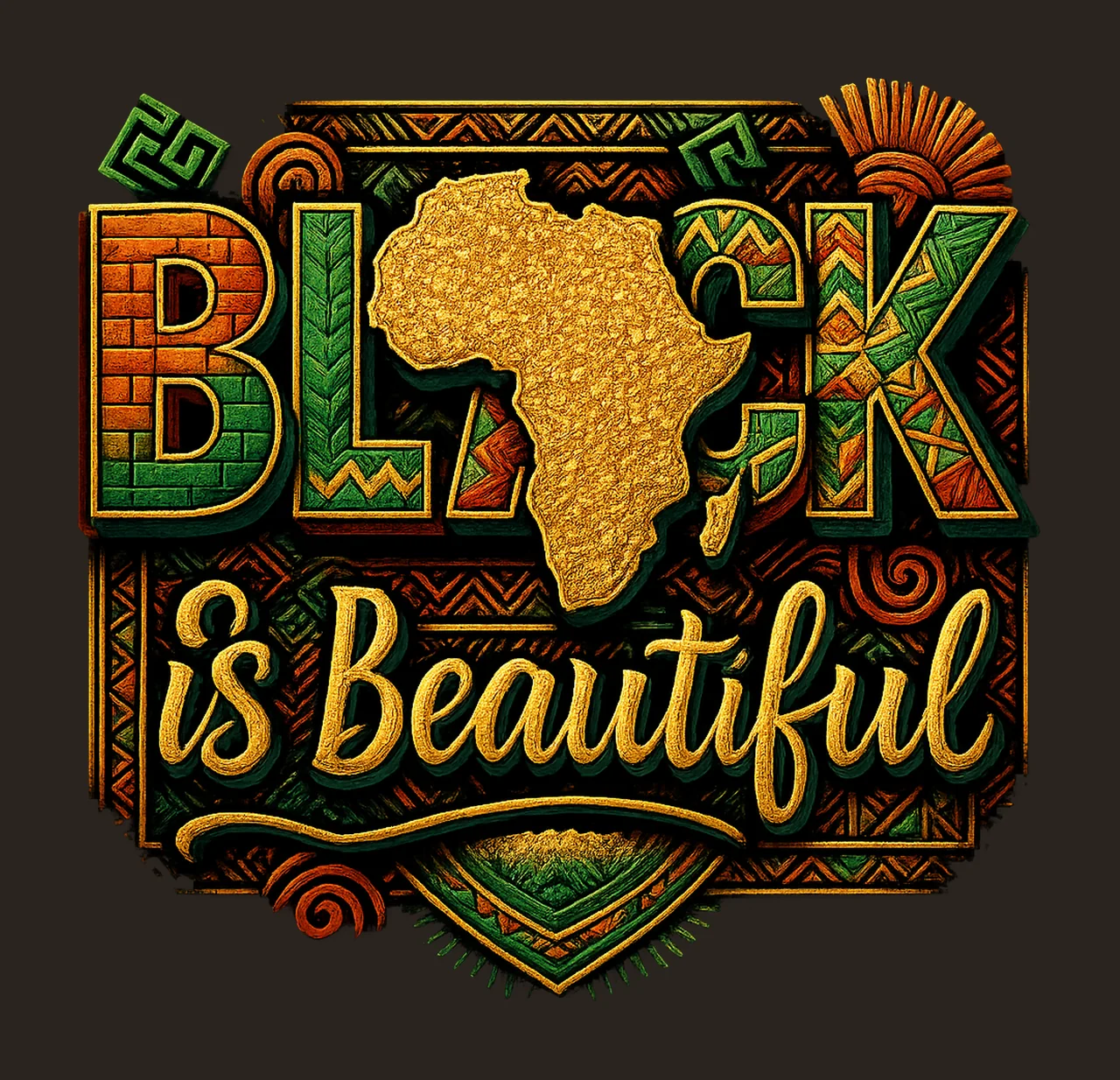 Black Is Beautiful Black History Month Design Melanin Afro contrast preview thumbnail