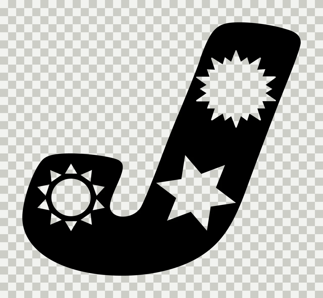 Letter J Star Pattern Silhouette transparency and detail preview thumbnail