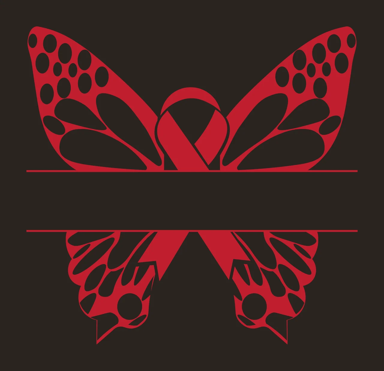 Ribbon Butterfly Awareness Split Name Frame wings silhouette contrast preview thumbnail