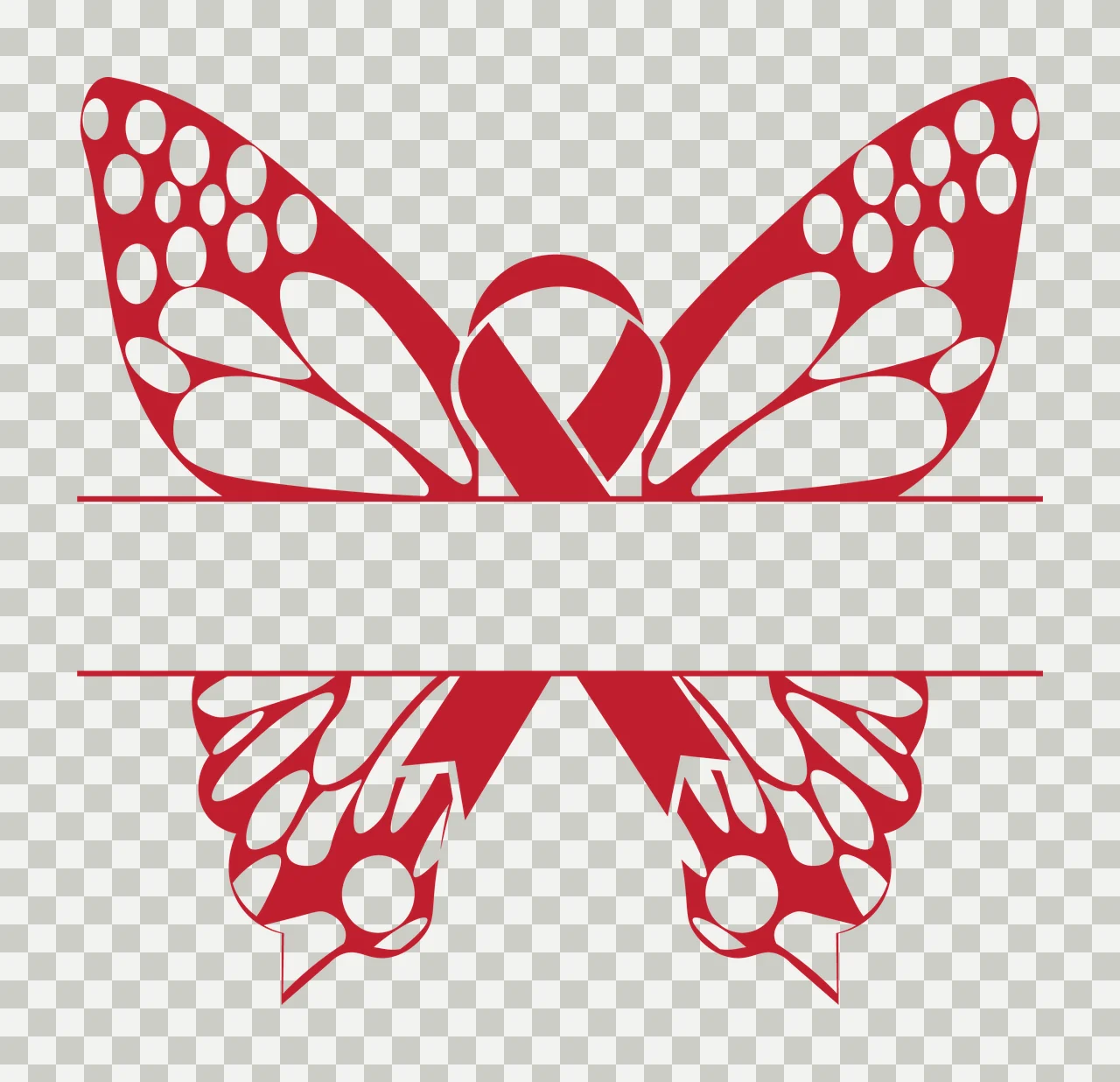 Ribbon Butterfly Awareness Split Name Frame wings silhouette transparency and detail preview thumbnail