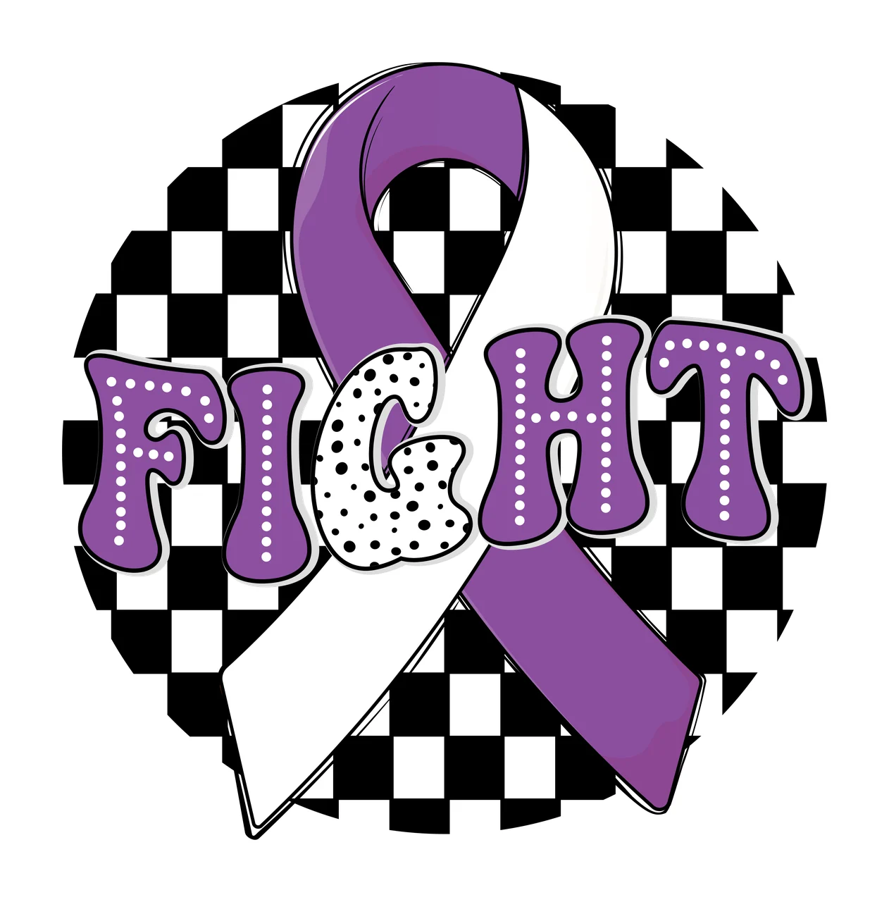 Awareness Ribbon On Checkered Background pattern dots distressed