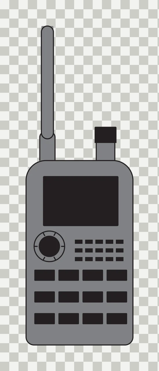 Black Silhouette Of A Handheld Two Way Radio antenna knob white transparency and detail preview thumbnail