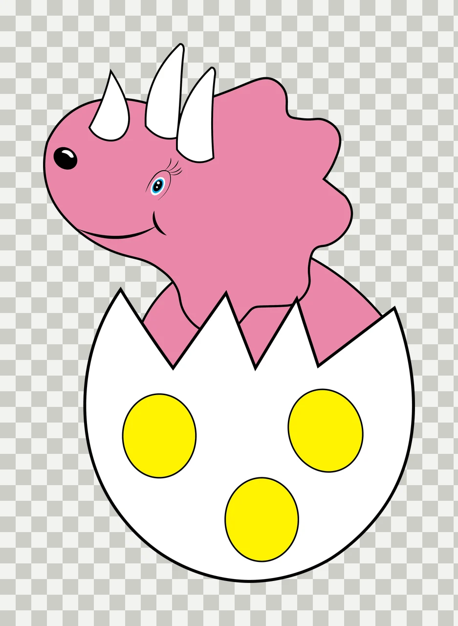 Dinosaur Black Silhouette Of A Hatching spikes egg shell head transparency and detail preview thumbnail