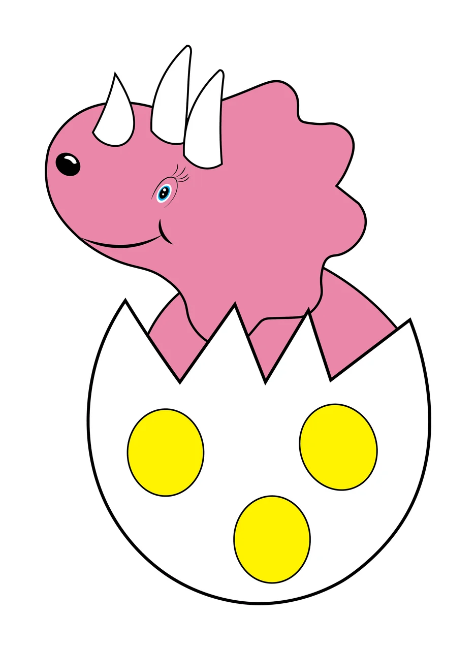Dinosaur Black Silhouette Of A Hatching spikes egg shell head