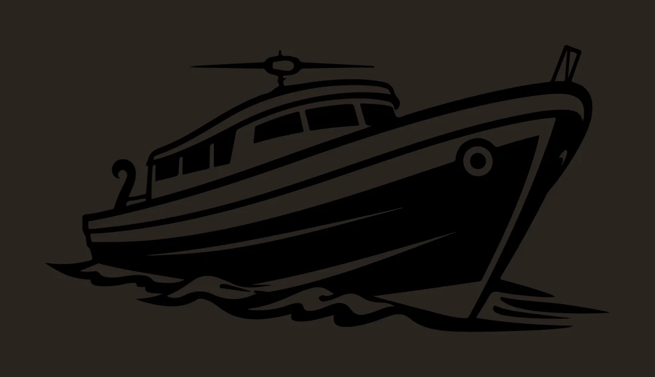 Ship Small Boat Moving Forward Angle hull cabin waves mast contrast preview thumbnail