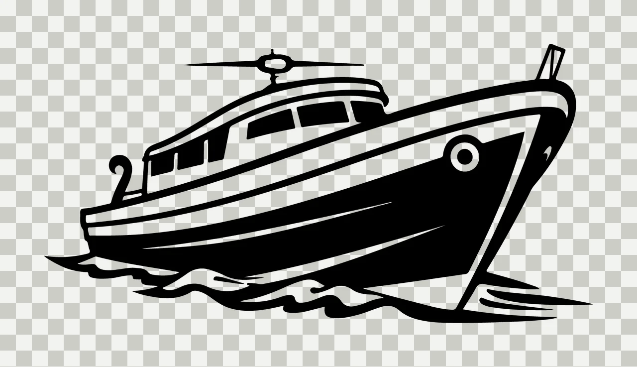 Ship Small Boat Moving Forward Angle hull cabin waves mast transparency and detail preview thumbnail