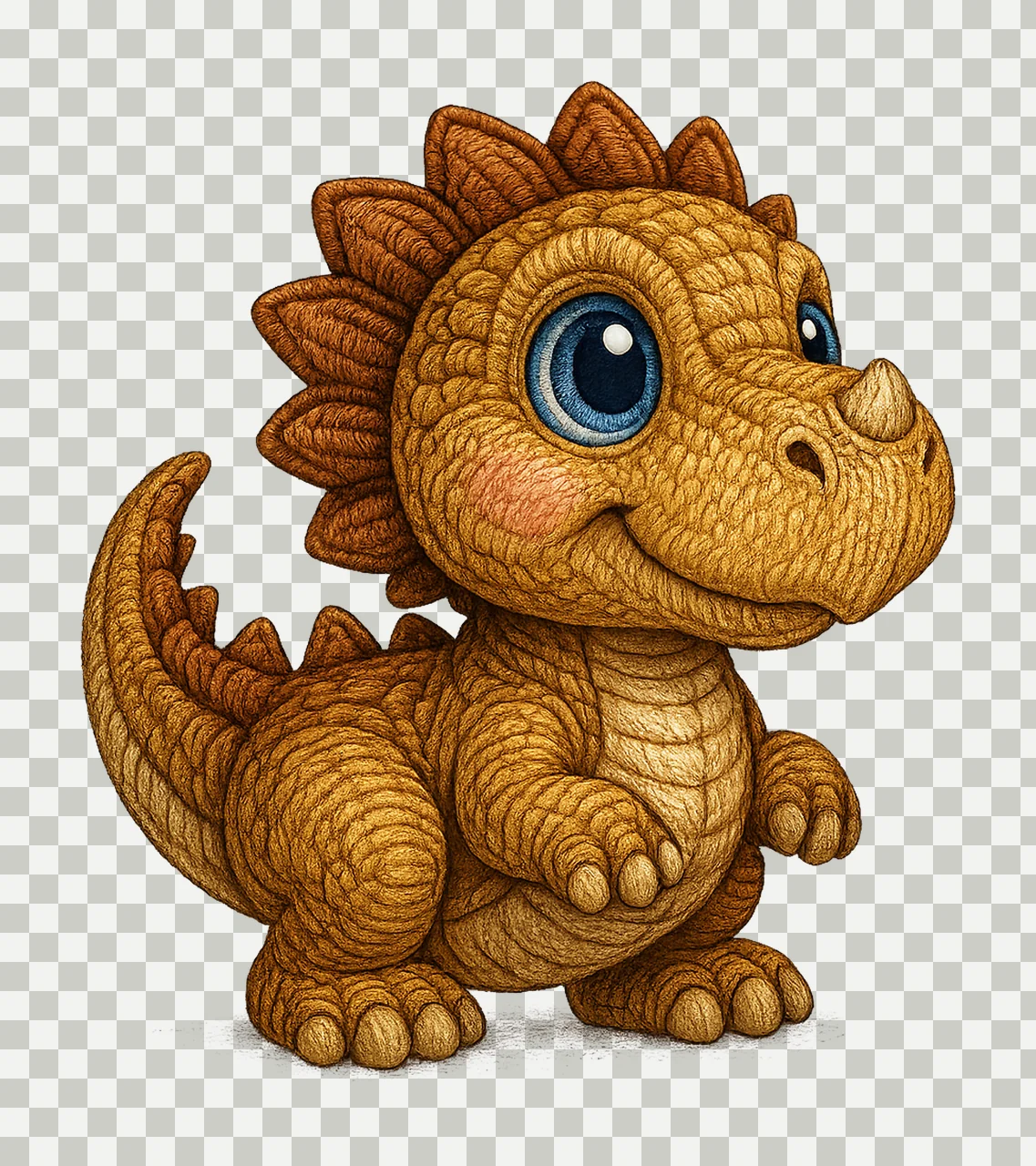 Chenille Rex Dinosaur Embroidery Effect Cute Dino Artwork transparency and detail preview thumbnail