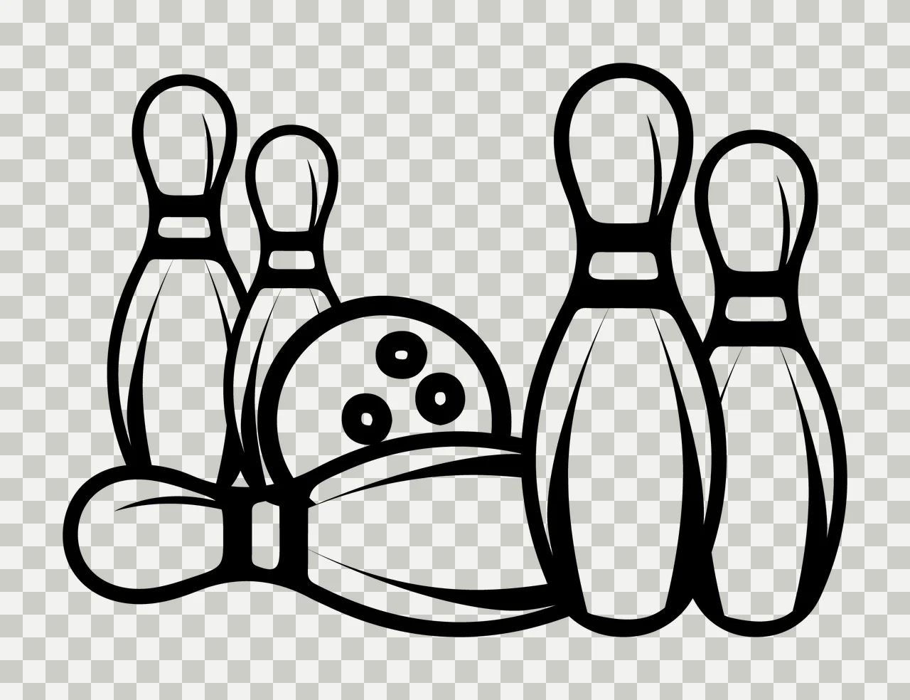 Bowling Pins With Ball And Pin transparency and detail preview thumbnail