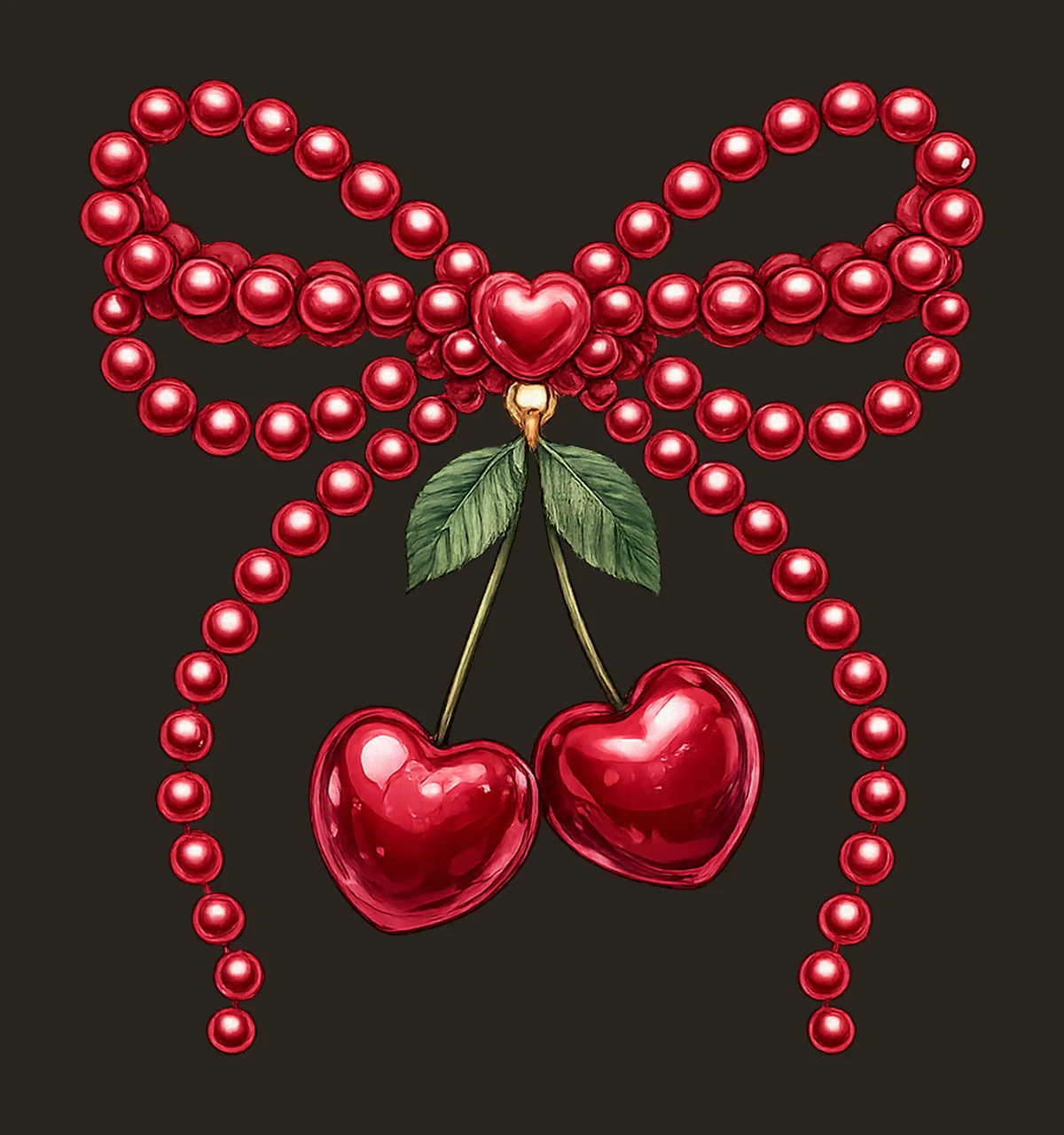 Cherry Coquette Pearl Bow Summer Fruit Sublimation Preppy contrast preview thumbnail