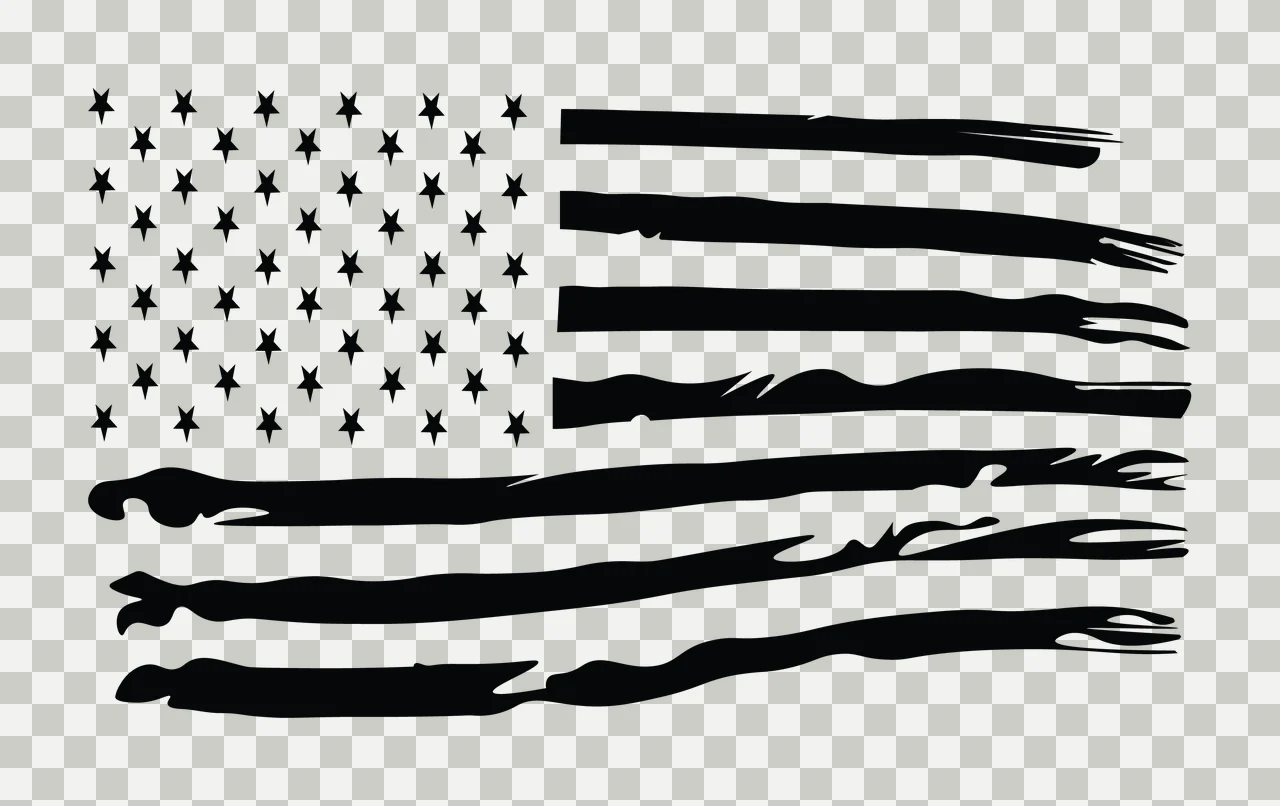 Flag Stars Distressed American Silhouette Design waving stripes transparency and detail preview thumbnail