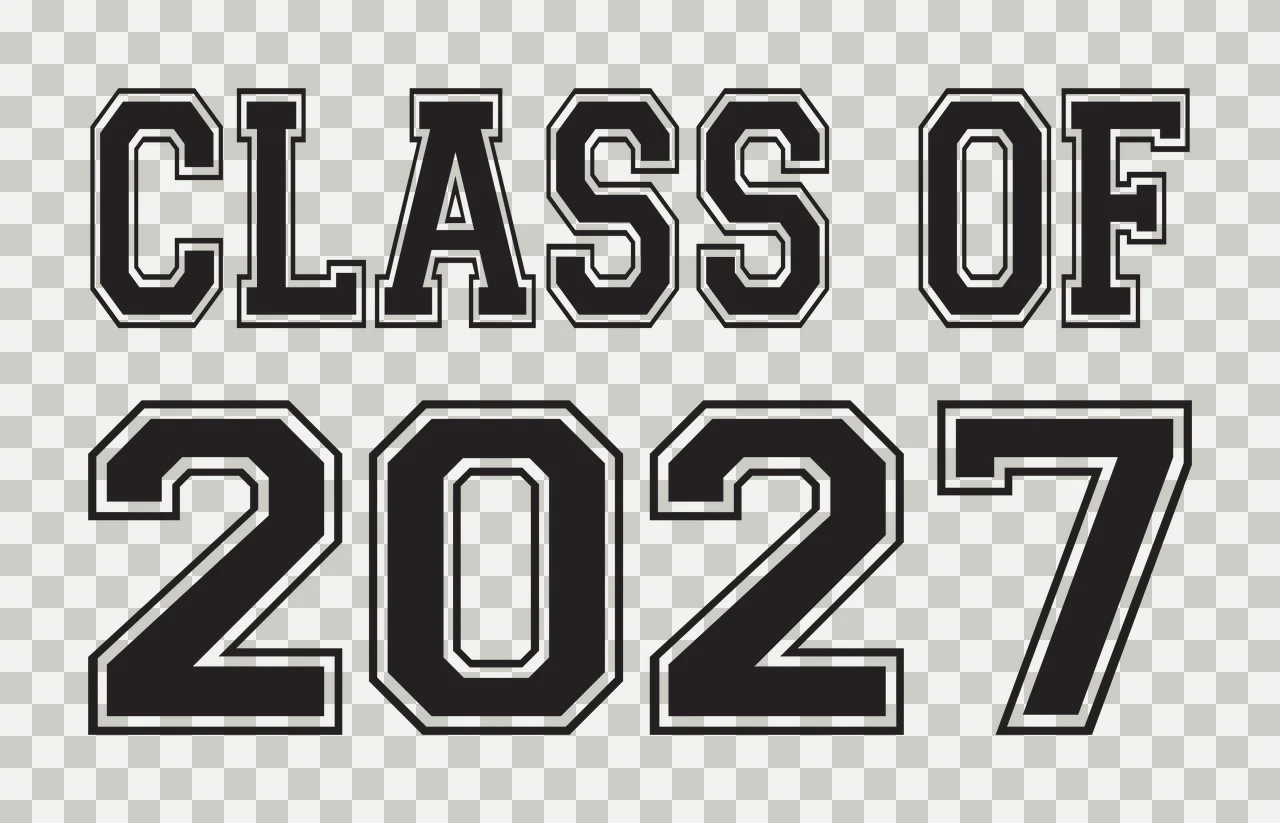 CLASS OF 2027 Typography Design in black and white transparency and detail preview thumbnail