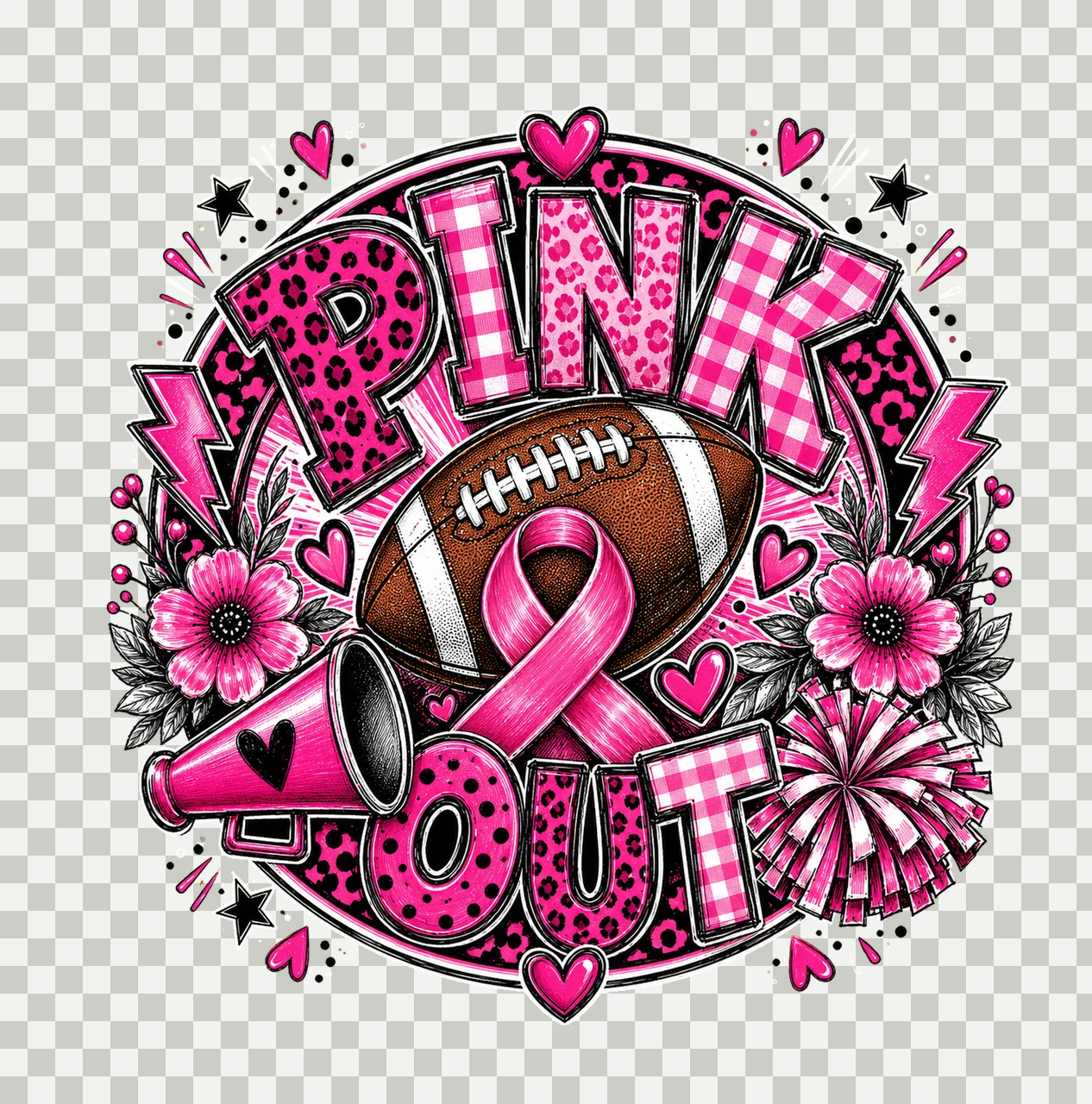 Pink Out Breast Cancer Football Breast Cancer Variation A transparency and detail preview thumbnail