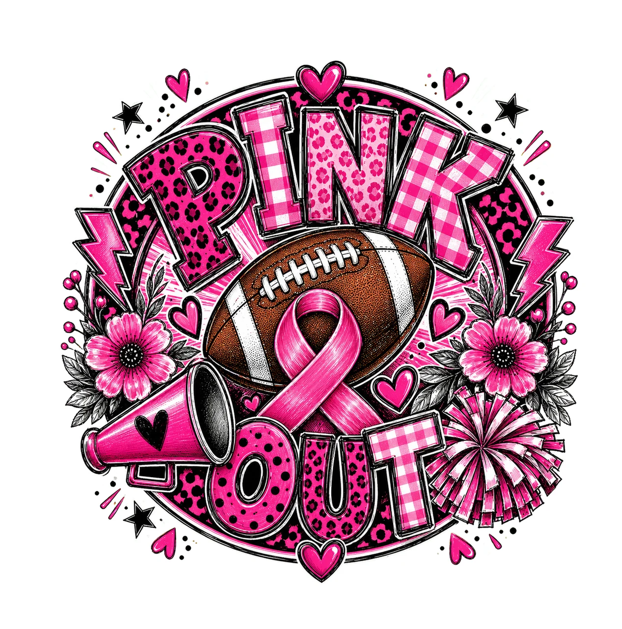 Pink Out Breast Cancer Football Breast Cancer Variation A