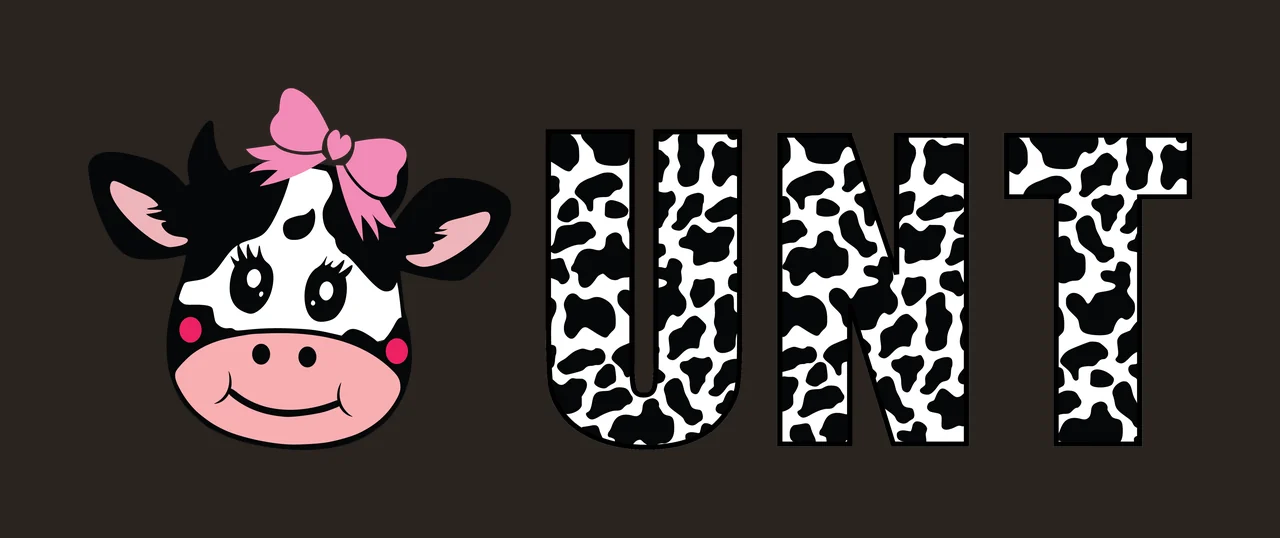 Cow Unt Head Silhouette With Bow And Text black white monochrome contrast preview thumbnail