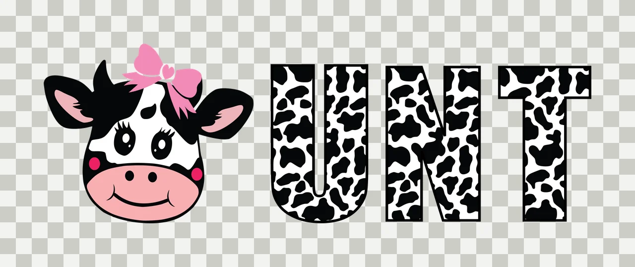 Cow Unt Head Silhouette With Bow And Text black white monochrome transparency and detail preview thumbnail