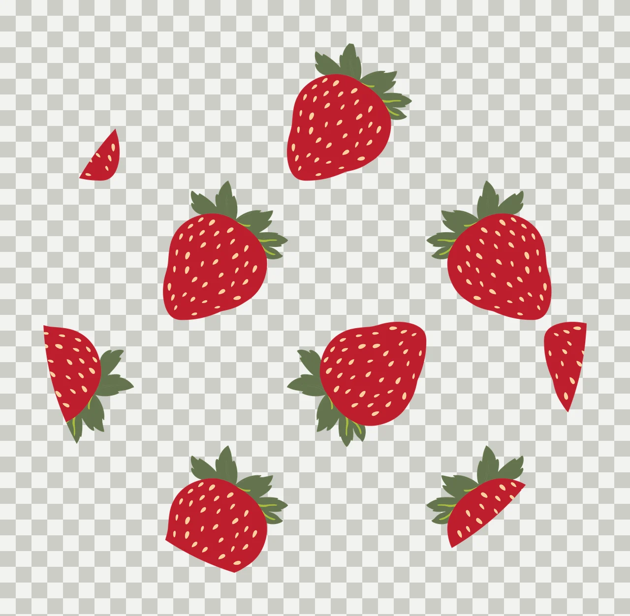 Keychain Circular Strawberry Outline Repeating Pattern Strawberries transparency and detail preview thumbnail