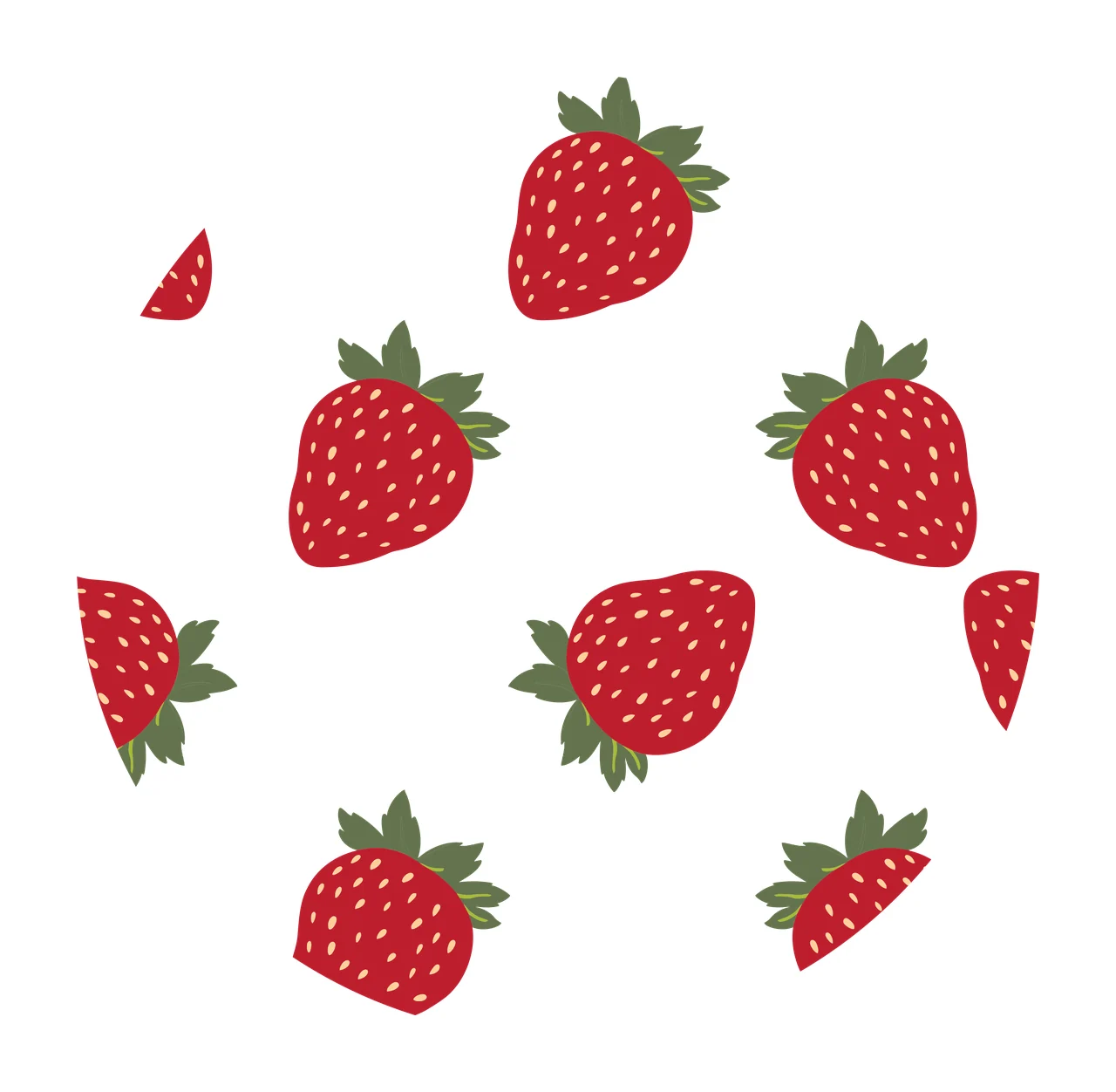Keychain Circular Strawberry Outline Repeating Pattern Strawberries