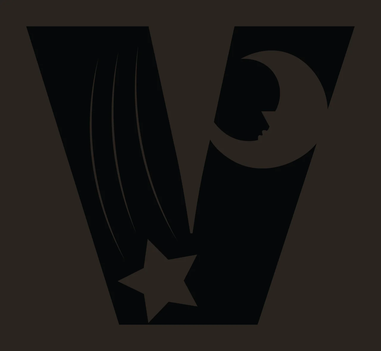 V Letter With Crescent Moon And Star contrast preview thumbnail