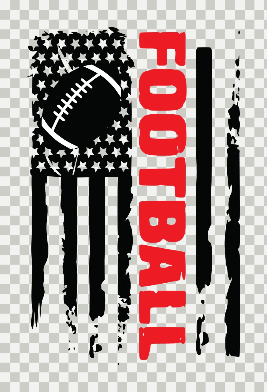 Football Flag Distressed Graphic Symbol stars stripes black transparency and detail preview thumbnail