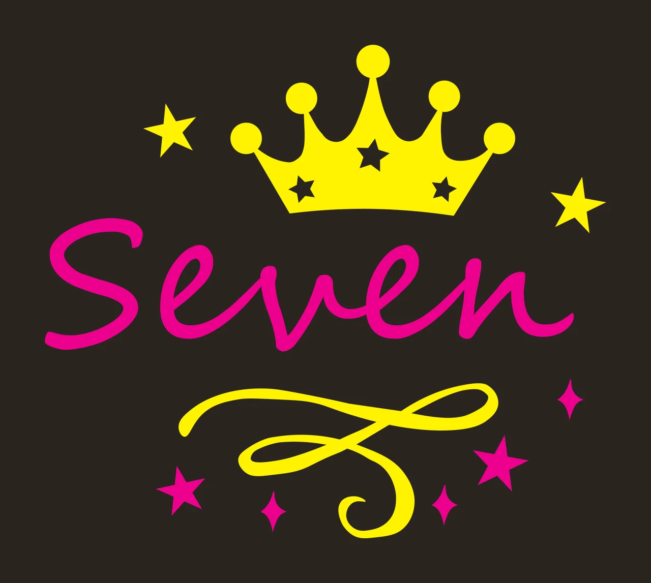 Seven Crown Stars And Script floating swirl black white decorative contrast preview thumbnail