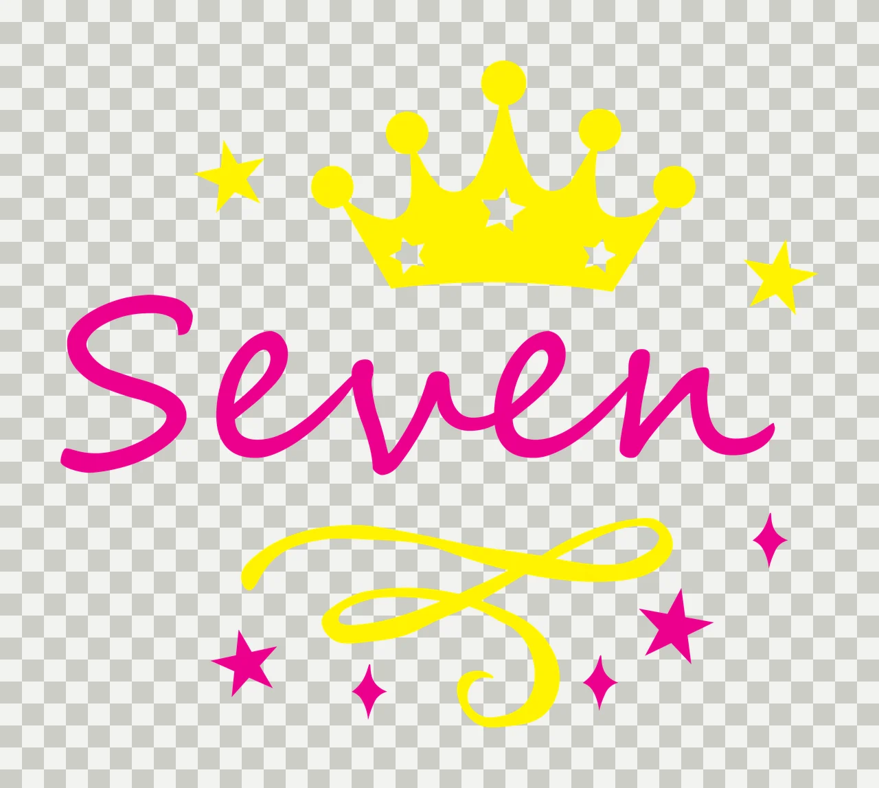 Seven Crown Stars And Script floating swirl black white decorative transparency and detail preview thumbnail