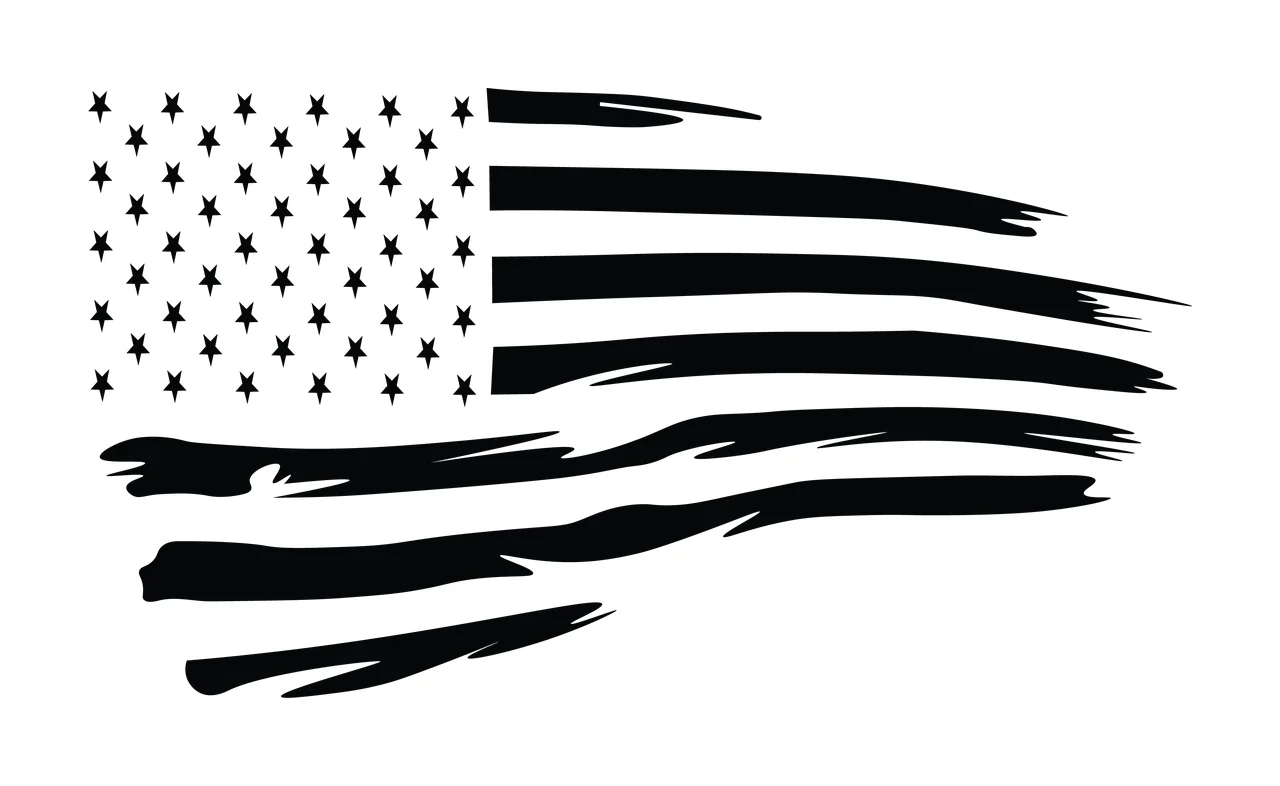 Flag Stars Waving Silhouette With Distressed Stripes brush strokes