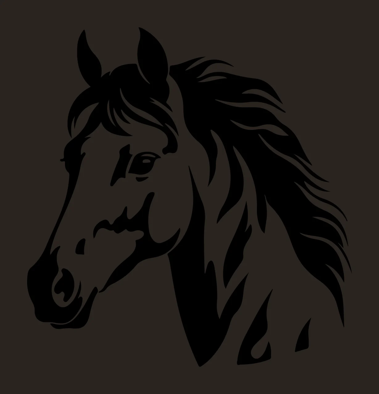 Horse Head Black Profile Illustration mane line art white animal contrast preview thumbnail