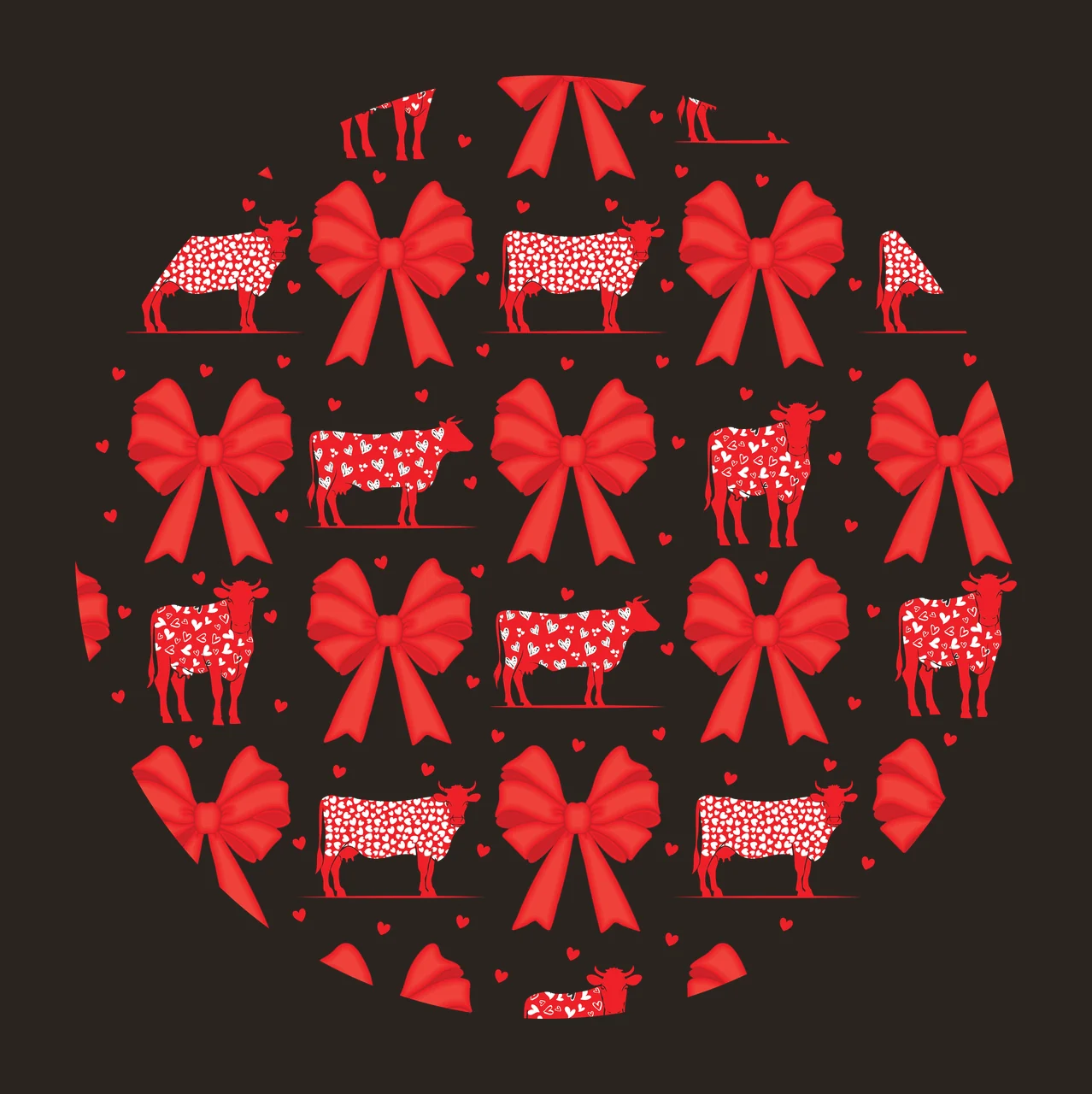 Bow Keychain Cow And Silhouette Pattern Cows bows Repeating contrast preview thumbnail