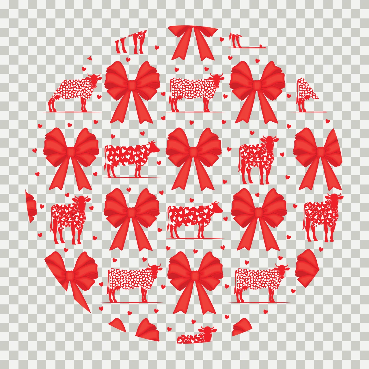 Bow Keychain Cow And Silhouette Pattern Cows bows Repeating transparency and detail preview thumbnail