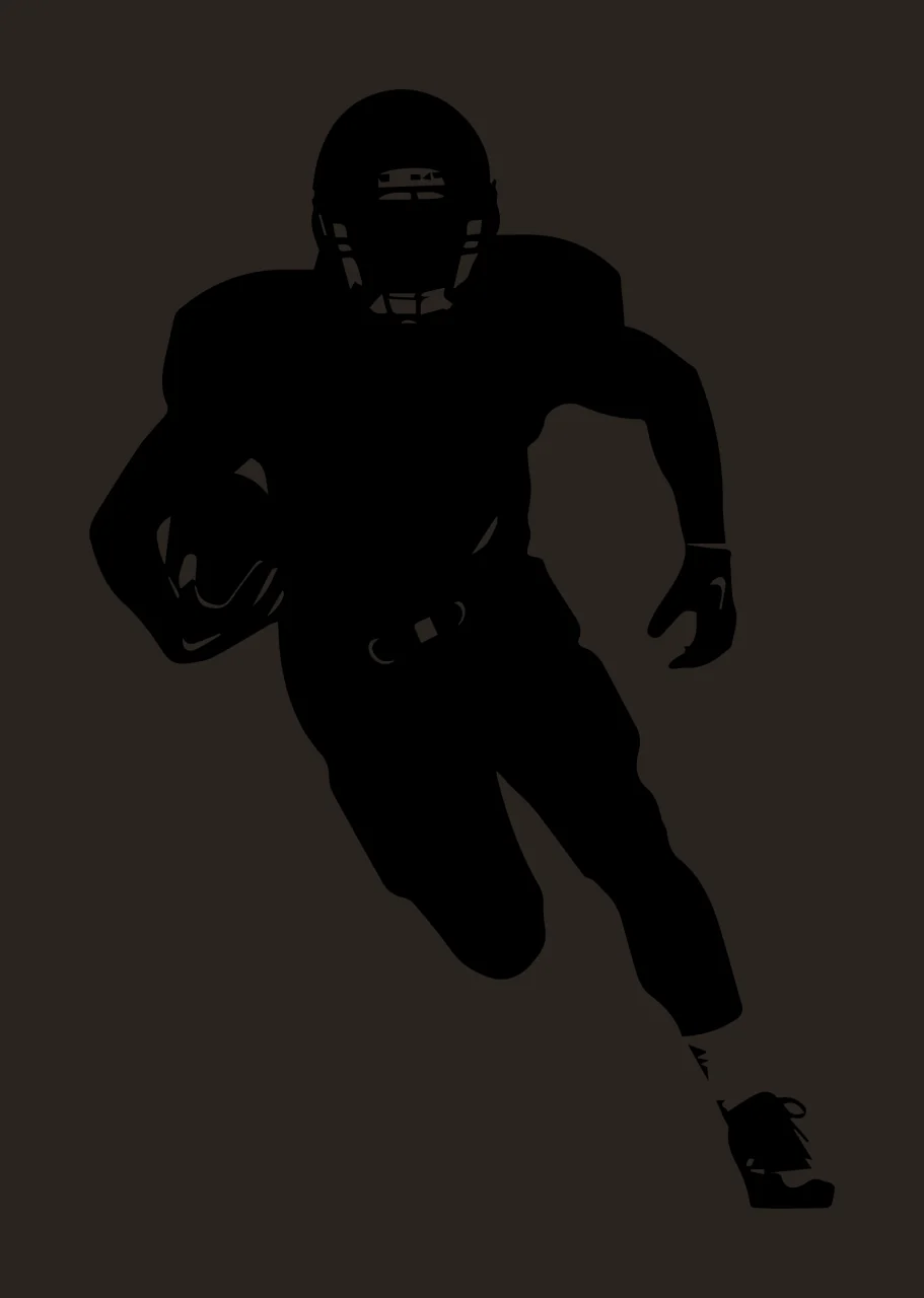 Football Player Black Silhouette Of A Running Right helmet contrast preview thumbnail