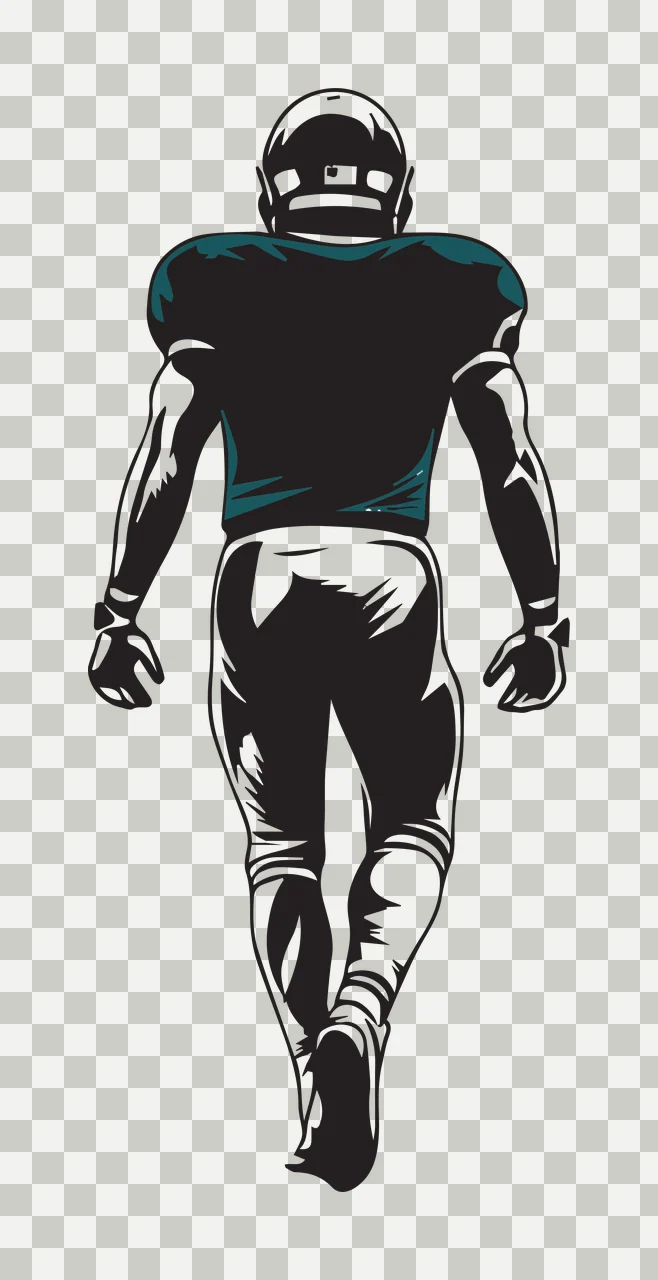 Black And White Football Player Silhouette standing helmet transparency and detail preview thumbnail
