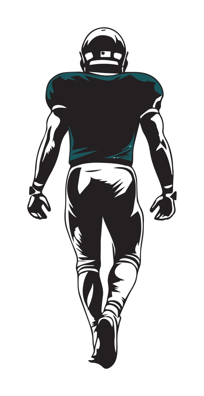 Black And White Football Player Silhouette standing helmet