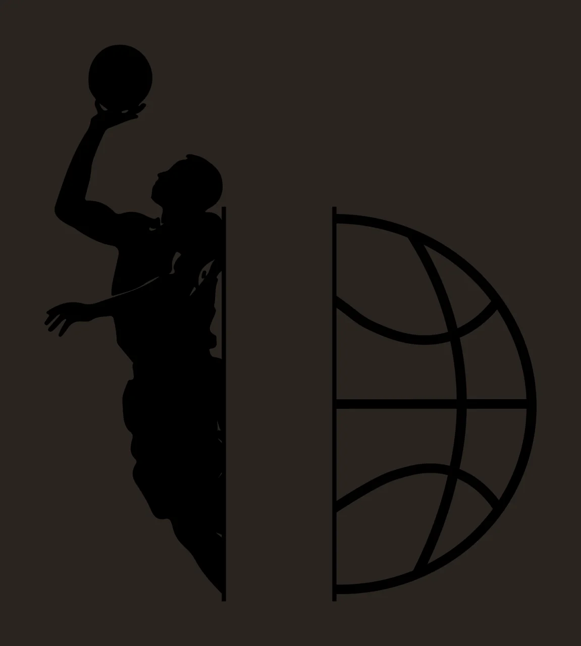 Silhouette Of A Basketball Player Jumping Beside Partial globe contrast preview thumbnail