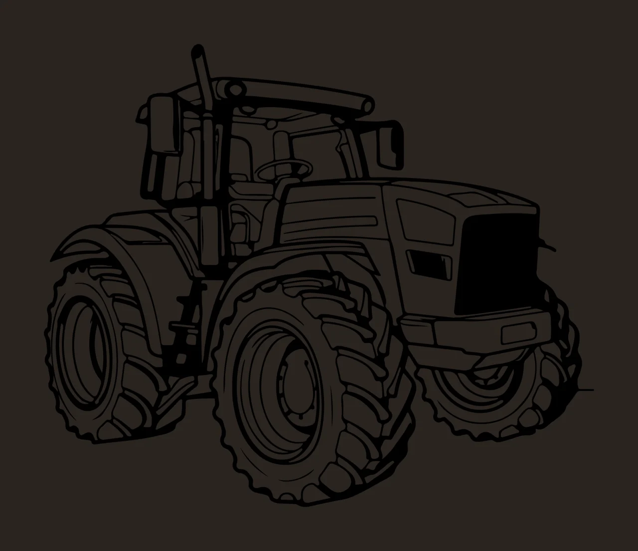 Black And White Modern Farm Tractor stationary wheels tires contrast preview thumbnail