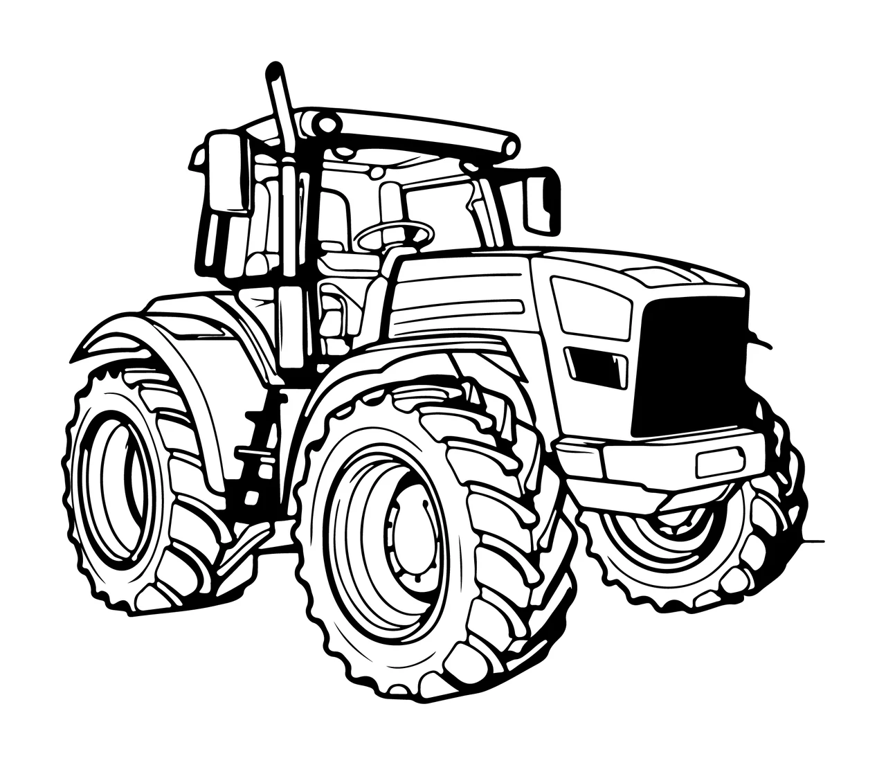 Black And White Modern Farm Tractor stationary wheels tires
