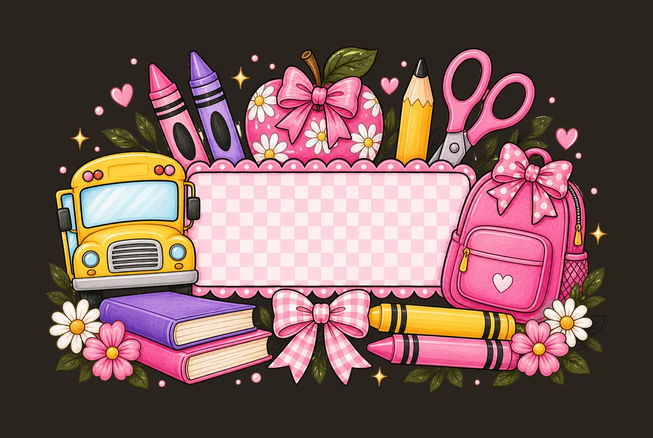 Girly Back to School Name Plate Kids Name Plate Variation D contrast preview thumbnail