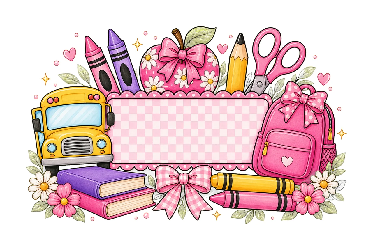 Girly Back to School Name Plate Kids Name Plate Variation D
