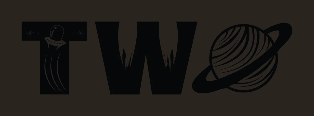 Space Two Text With Spaceship And Planet letters stars black contrast preview thumbnail
