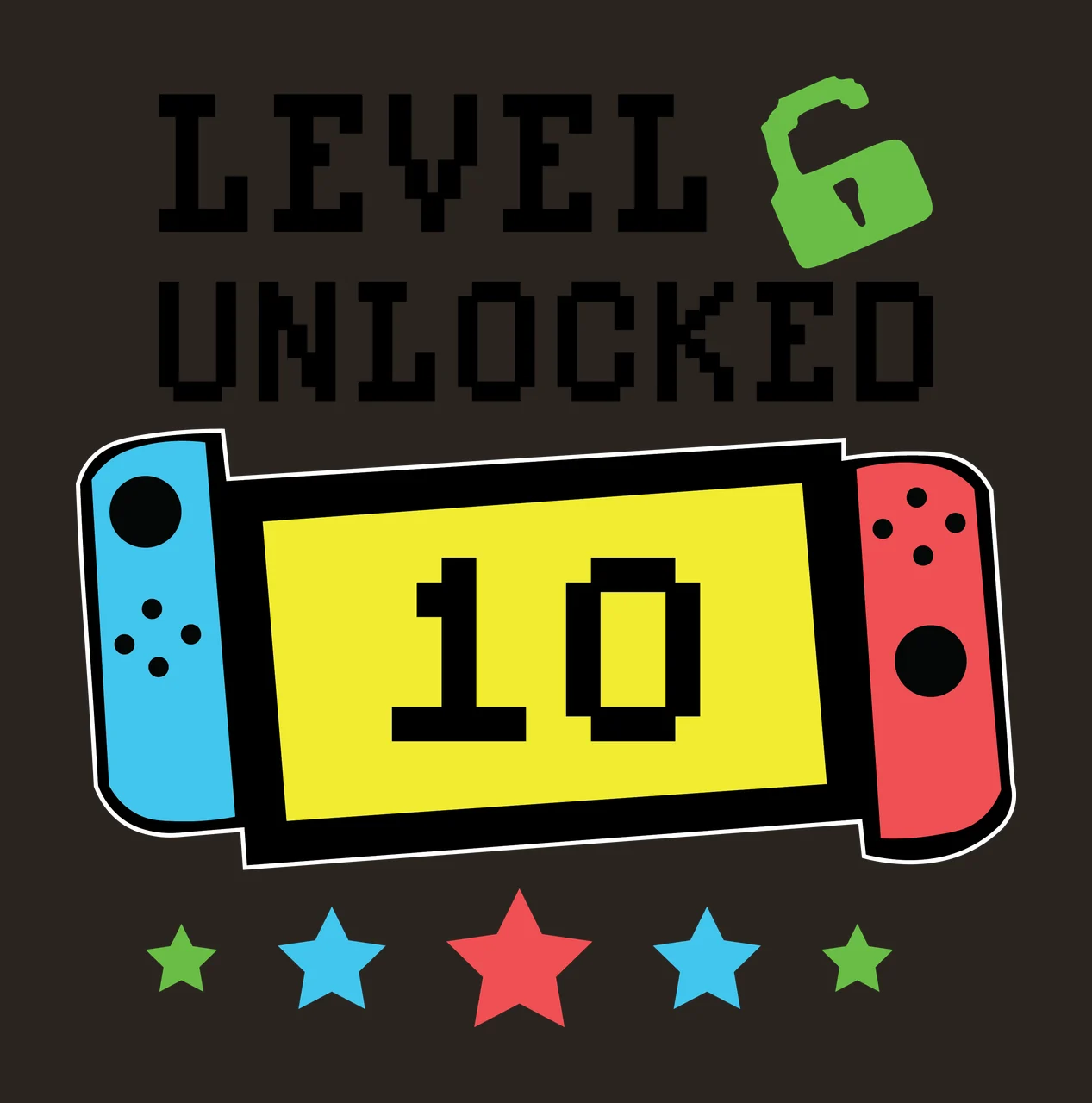 Level Unlocked Text With Open Lock and star symbols Presenting status contrast preview thumbnail
