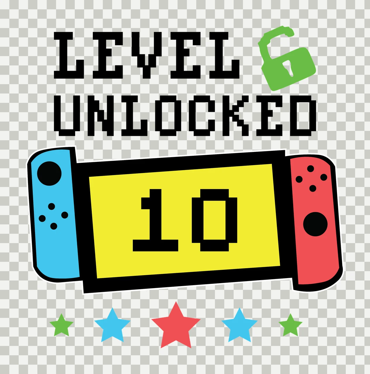Level Unlocked Text With Open Lock and star symbols Presenting status transparency and detail preview thumbnail
