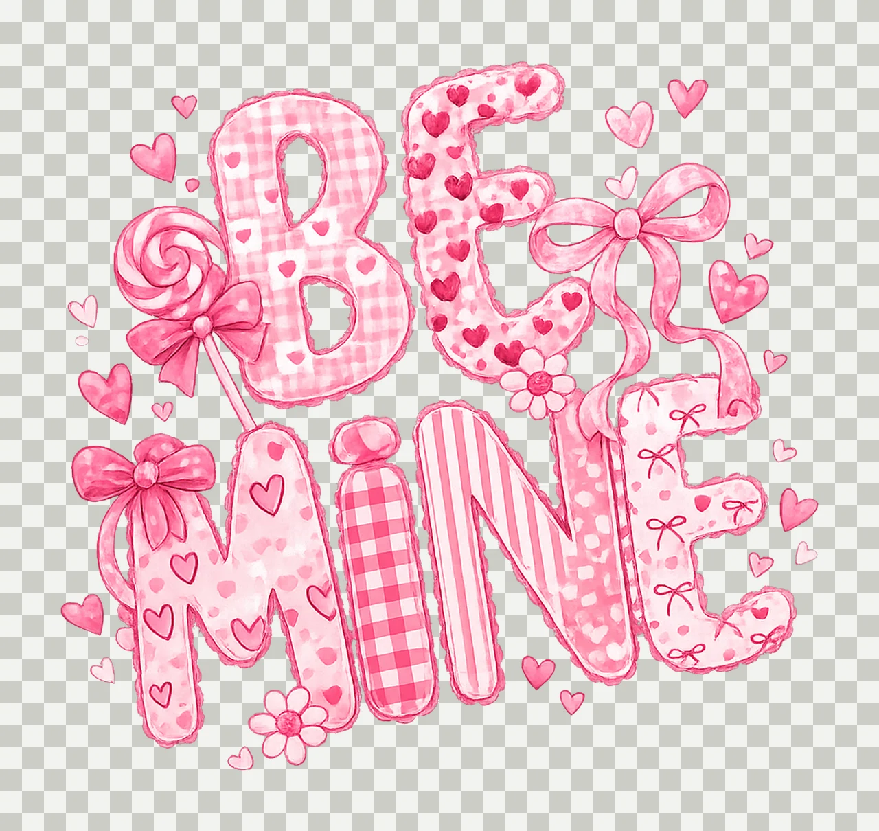 Pink Lace Be Mine Coquette Preppy Valentine Design Cherry transparency and detail preview thumbnail